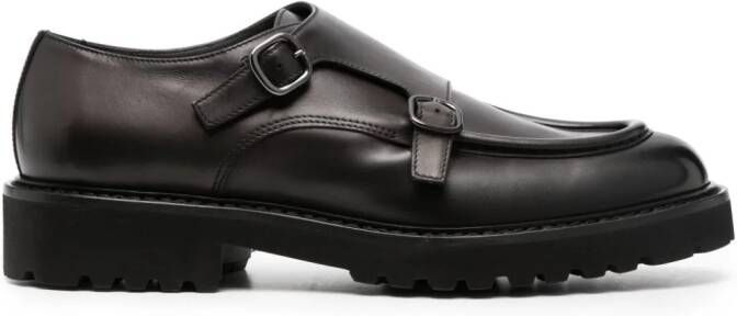Doucal's double-strap leather monk shoes Black