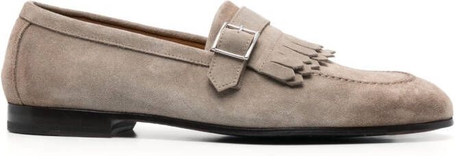 Doucal's fringe-detail suede loafers Neutrals