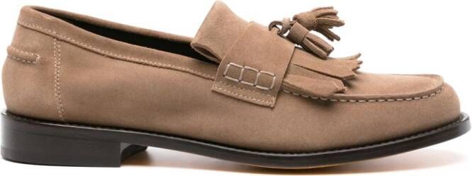 Doucal's fringed tassel-detail suede loafers Brown