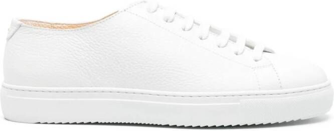 Doucal's grained leather lace-up sneakers White