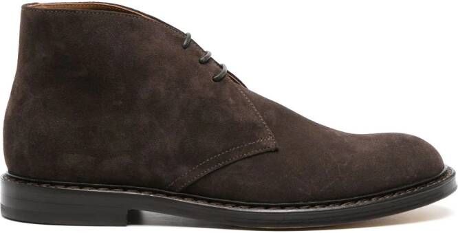 Doucal's high-top velvet Oxford shoes Brown