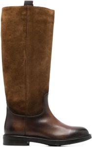 Doucal's knee-high leather-suede boots Brown