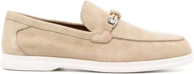 Doucal's knot-detail mesh loafers Neutrals