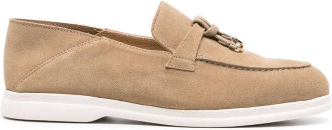 Doucal's knot-detail suede loafers Neutrals