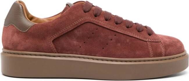 Doucal's lace-up suede sneakers Red