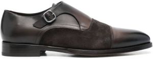 Doucal's leather-panelled monk shoes Brown