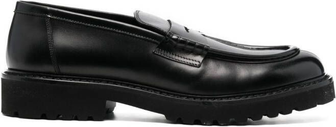 Doucal's leather penny loafers Black