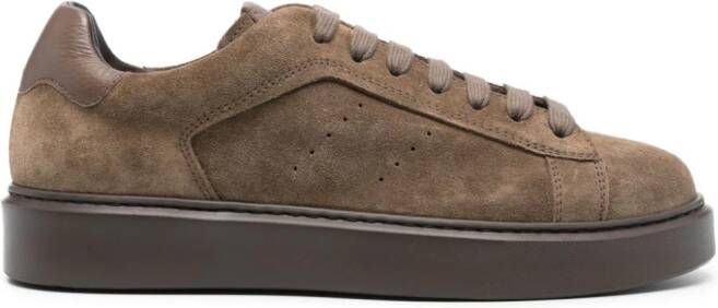 Doucal's logo-lettering suede sneakers Brown