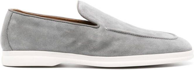Doucal's moc-stiching suede loafers Grey