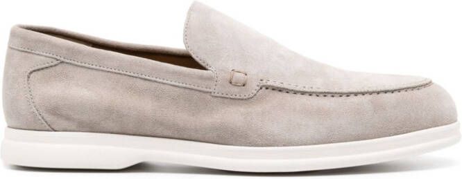 Doucal's moc-stitching suede loafers Grey