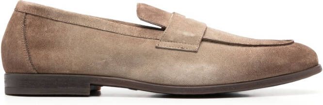 Doucal's ombré-effect suede penny loafers Neutrals
