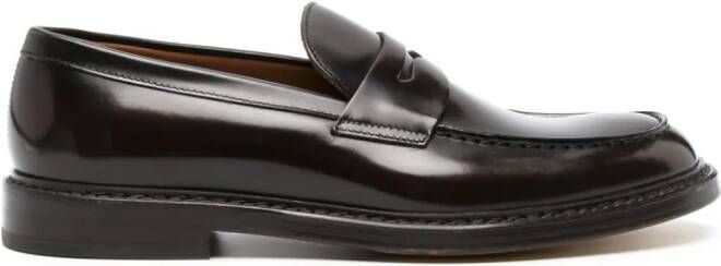 Doucal's penny slot polished leather loafers Brown