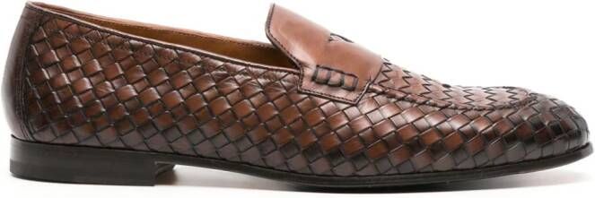 Doucal's penny-slot woven leather loafers Brown