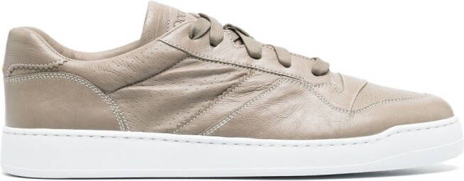 Doucal's perforated-detail panelled low-top sneakers Brown