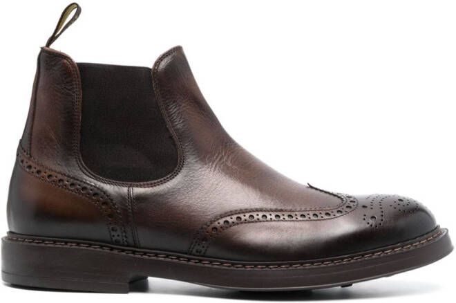 Doucal's perforated leather ankle boots Brown