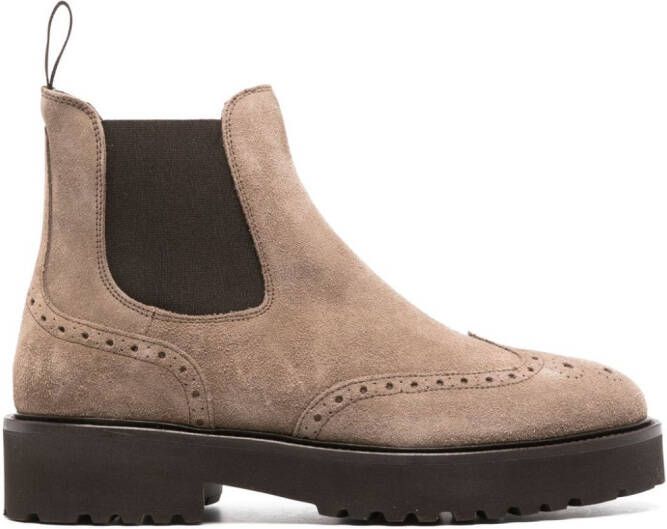 Doucal's perforated slip-on suede boots Neutrals