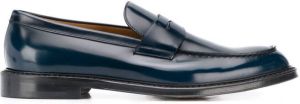 Doucal's polish-effect penny loafers Blue