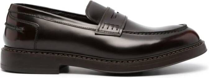 Doucal's round-toe leather loafers Brown