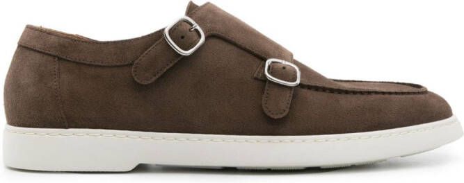 Doucal's round-toe suede monk shoes Brown