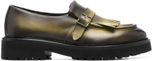 Doucal's sprayed fringe-trim loafers Yellow