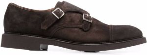 Doucal's suede double-buckle monk shoes Brown