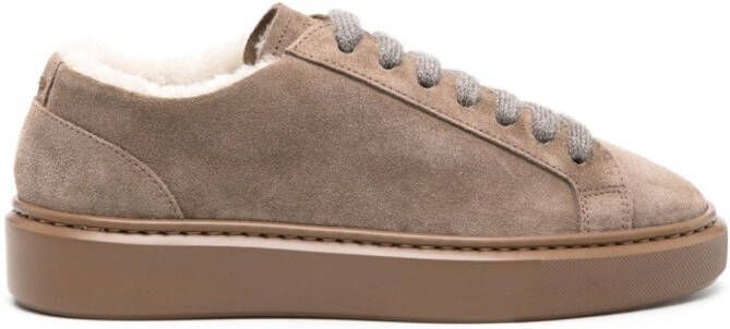 Doucal's suede shearling-lining sneakers Neutrals