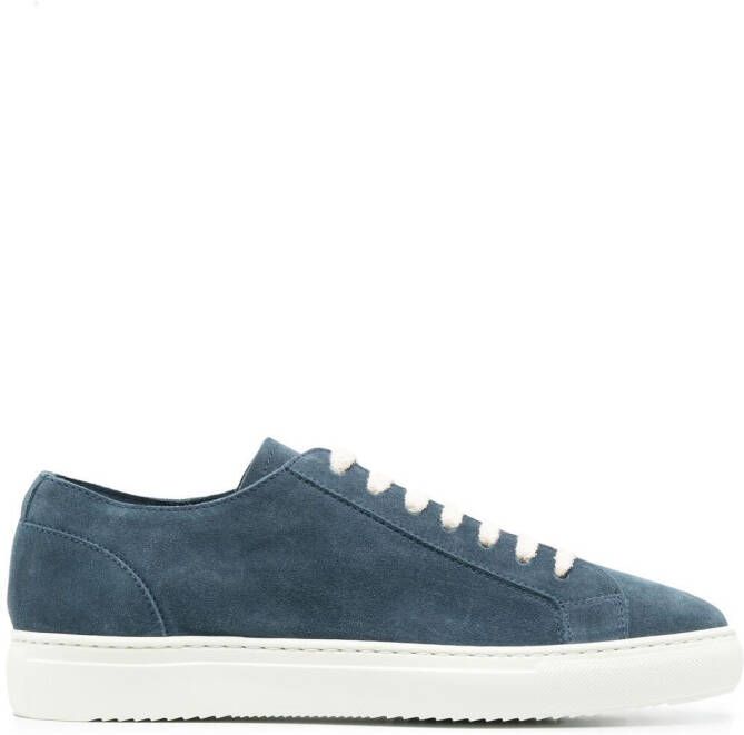 Doucal's two-tone low-top suede sneakers Blue