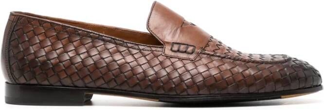Doucal's woven leather penny loafers Brown