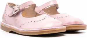 Douuod Kids contrast-stitching leather ballerinas Pink