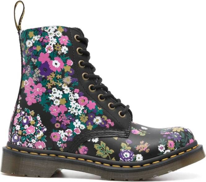 Dr. Martens 1460 floral-print leather boots Black