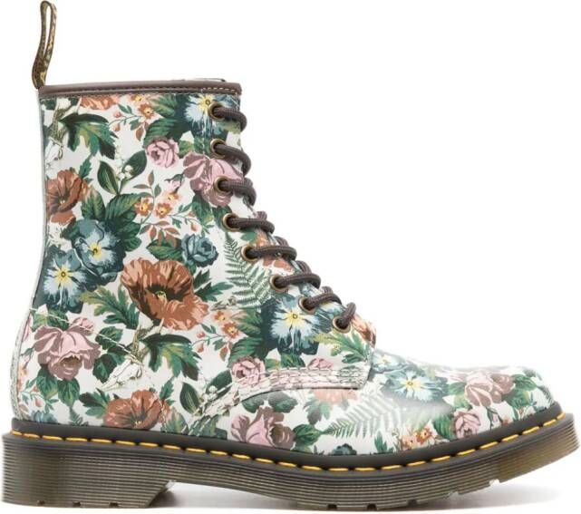 Dr. Martens 1460 floral-print leather boots White