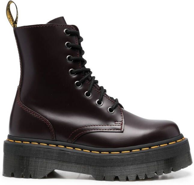 Dr. Martens chunky lace-up leather boots Red