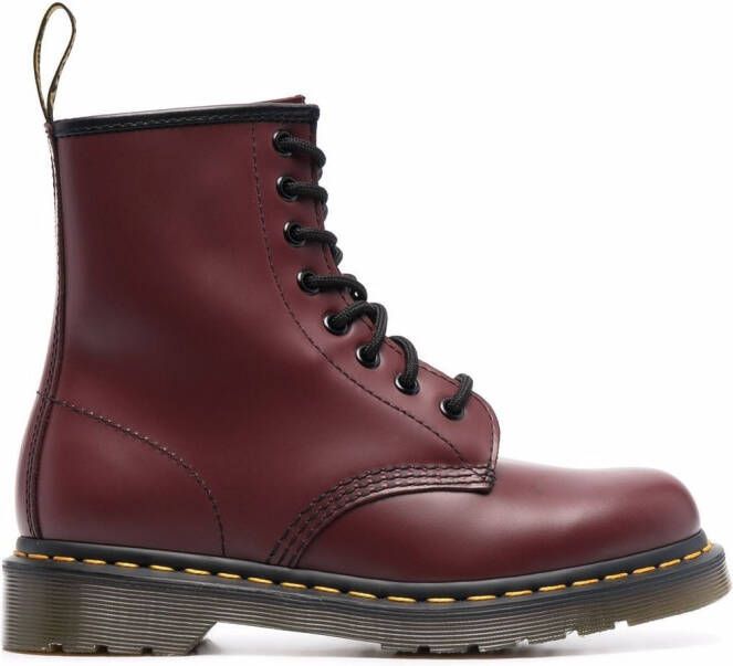 Dr. Martens lace-up leather boots Red