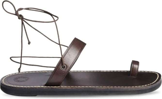 DRIES VAN NOTEN toe-ring leather flat sandals Brown