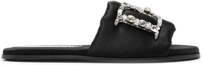 Dsquared2 crystal-embellished flat sandals Black