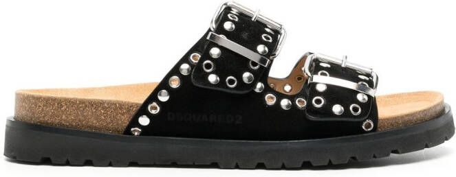 Dsquared2 double-buckle suede sandals Black