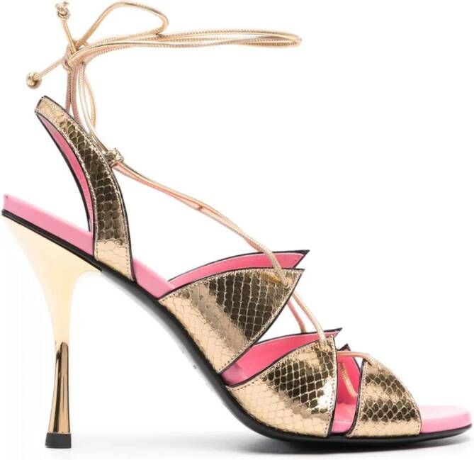 Dsquared2 Evening 100mm cut-out leather sandals Gold