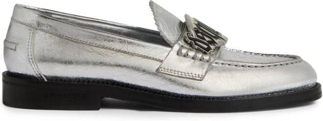 Dsquared2 Gothic metallic-finish leather loafers Silver