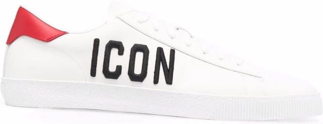 Dsquared2 Icon embroidered leather sneakers White