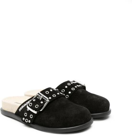 Dsquared2 Kids buckle-detailed suede mules Black