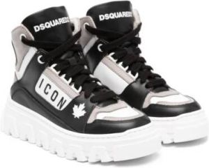 Dsquared2 Kids Icon-motif leather high-top sneakers Black