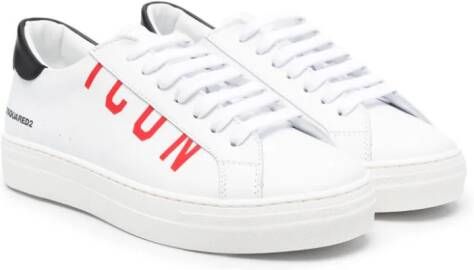 Dsquared2 Kids Icon-print leather sneakers White