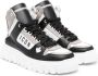 Dsquared2 Kids Icon-print panelled leather sneakers Black - Thumbnail 1