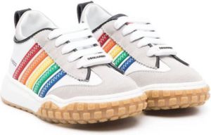 Dsquared2 Kids leather rainbow-stripe sneakers White