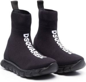 Dsquared2 Kids logo-knit high-top sneakers Black
