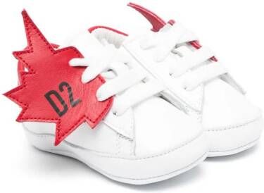 Dsquared2 Kids logo-patch leather sneakers White