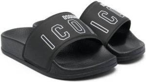 Dsquared2 Kids logo-print flat slides Black