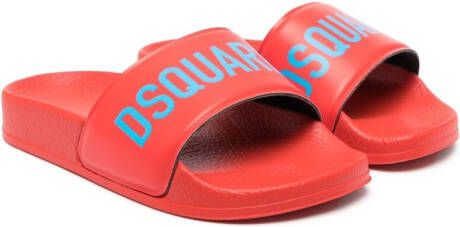 Dsquared2 Kids logo-print grained-texture slippers