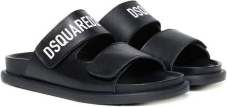 Dsquared2 Kids logo-print leather sandals Black