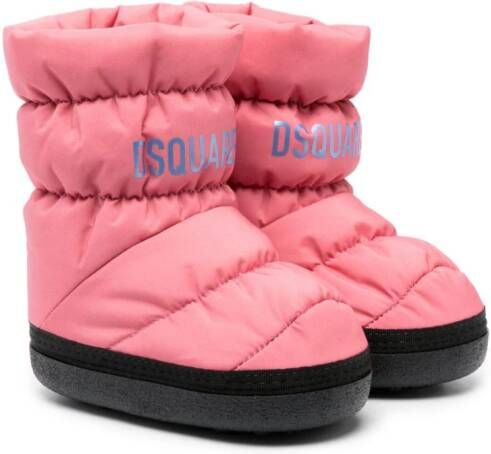 Dsquared2 Kids logo-print quilted boots Pink